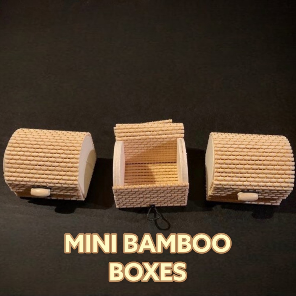 Mini Bamboo Box Lot. Tie Locking Lid, Jewelry/Keepsake Box. New without tags.